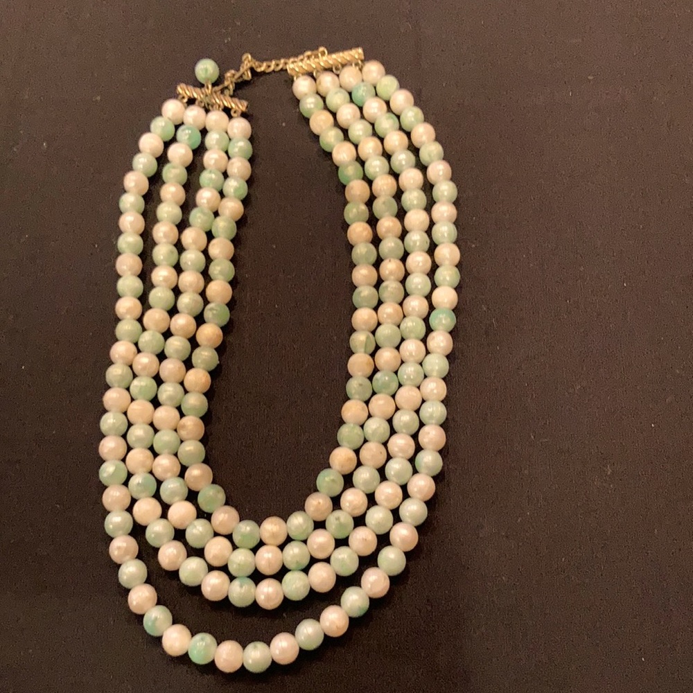 Soft Green and White Pearl Necklace